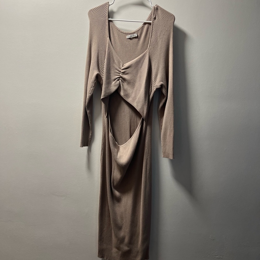 Abercrombie & Fitch XXL Elegant Tan Long Sleeve Dress EUC